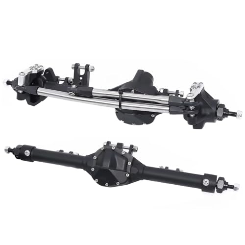 MGHGFYTAS RC Achse Set Kompatibel Mit Axial Für SCX10 II VS4-10 1/10 RC Crawler Car Für Chassis-Upgrade-Teile CNC-Aluminium Vorne Hinten Gerade Achse(Black,Front and Rear) von MGHGFYTAS
