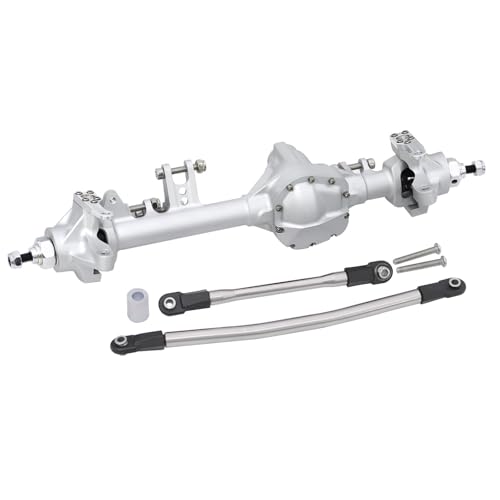 MGHGFYTAS RC Achse Set Kompatibel Mit Axial Für SCX10 II VS4-10 1/10 RC Crawler Car Für Chassis-Upgrade-Teile CNC-Aluminium Vorne Hinten Gerade Achse(Silver,Front) von MGHGFYTAS