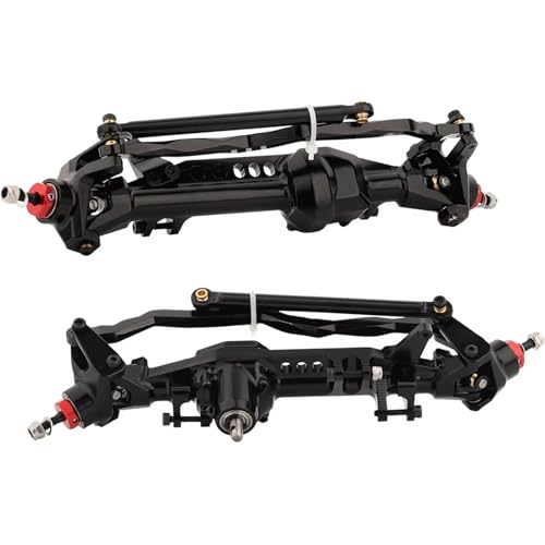 MGHGFYTAS RC Achse Set Kompatibel Mit Axial Für SCX10 III 1/10 RC Crawler Autoteile Upgrade-Achsen 2-teiliges Aluminium-Vorder- Und Hinterachsen-Set(Black) von MGHGFYTAS