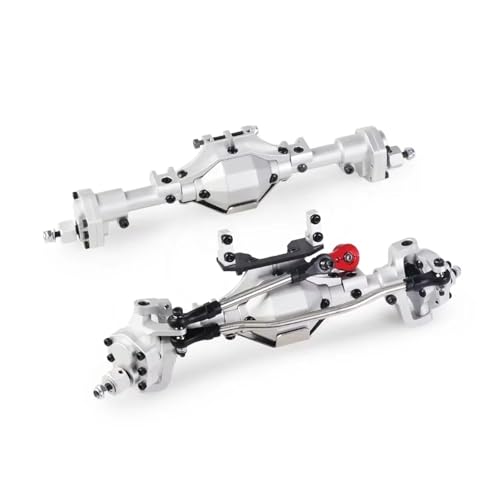 MGHGFYTAS RC Achse Set Kompatibel Mit Axial Für SCX10 III 90046 90047 1/10 RC Crawler KIT Rahmen Metall Vorne Und Hinten Portal Achse Upgrade Teile(Silver) von MGHGFYTAS