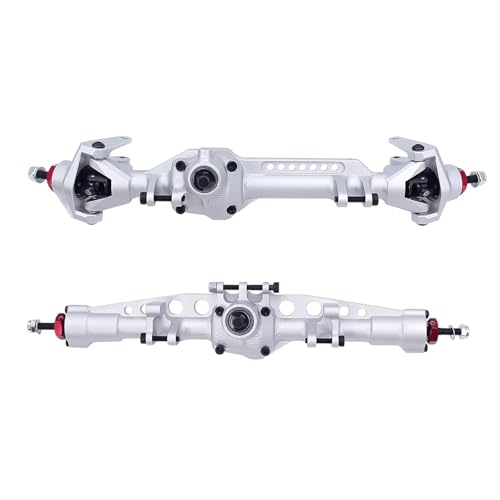 MGHGFYTAS RC Achse Set Kompatibel Mit Axial Für SCX10 Pro 1/10 RC Crawler, Komplette Achsen, Upgrade-Teile, CNC-integriertes Aluminium, Vorne Und Hinten, Gerade Achsen-Set(Silver,Front and Rear) von MGHGFYTAS