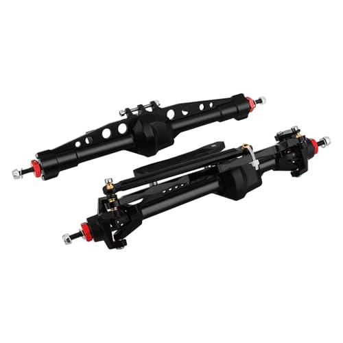 MGHGFYTAS RC Achse Set Kompatibel Mit Axial Für SCX10 Pro 1/10 RC Crawler Car Upgrade-Teil, Aluminiumlegierung, Vorne Und Hinten, Gerades Achsset Mit Servohalterung(Black) von MGHGFYTAS