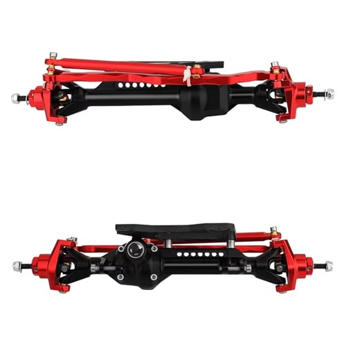MGHGFYTAS RC Achse Set Kompatibel Mit Axial Für SCX10 Pro 1/10 RC Crawler Car Upgrade-Teil, Aluminiumlegierung, Vorne Und Hinten, Gerades Achsset Mit Servohalterung(Red) von MGHGFYTAS