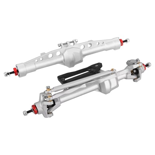 MGHGFYTAS RC Achse Set Kompatibel Mit Axial Für SCX10 Pro 1/10 RC Crawler Car Upgrade-Teil, Aluminiumlegierung, Vorne Und Hinten, Gerades Achsset Mit Servohalterung(Silver) von MGHGFYTAS