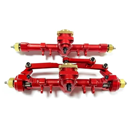 MGHGFYTAS RC Achse Set Kompatibel Mit Axial Für SCX24 1/24 RC-Autoteilzubehör, Ersatzteile Aus Aluminiumlegierung, Vorder- Und Hinterachse(Red) von MGHGFYTAS