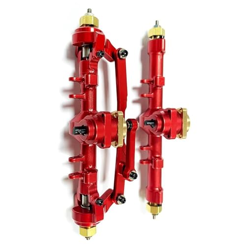 MGHGFYTAS RC Achse Set Kompatibel Mit Axial Für SCX24 1/24 RC-Autozubehör, Ersatzteile, Upgrade, Aluminiumlegierung, Vorder- Und Hinterachse(Red) von MGHGFYTAS