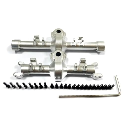 MGHGFYTAS RC Achse Set Kompatibel Mit Axial Für SCX24 1/24 RC-Upgrade-Teile, Vorder- Und Hinterachsgehäuse Aus Aluminiumlegierung, Ersatzzubehör(Silver) von MGHGFYTAS