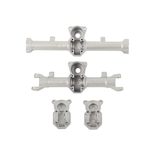 MGHGFYTAS RC Achse Set Kompatibel Mit Axial Für SCX24 90081 C10 AXI00005 1/24 RC-Auto-Upgrade-Teile, Aluminiumlegierung, Gerade Vorder- Und Hinterachse, Gehäuseabdeckung(Silver) von MGHGFYTAS
