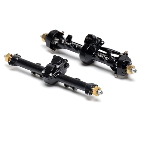 MGHGFYTAS RC Achse Set Kompatibel Mit Axial Für SCX24 90081 C10 B-17 1967 Für Wrangler 1/24 RC-Auto, Aluminiumlegierung, Komplettausgabe, Vorder- Hinterachsen-Set(Black,Front and Rear) von MGHGFYTAS