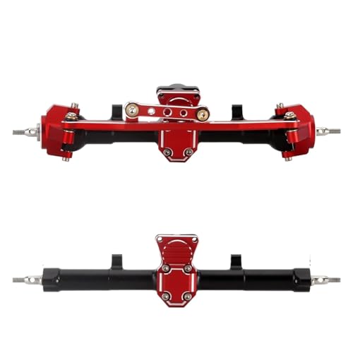 MGHGFYTAS RC Achse Set Kompatibel Mit Axial Für SCX24 C10 Für JLU Für Gladiator Für Bronco 1/24 RC Crawler Upgrade CNC-Aluminium 4 Mm Verlängertes Vorder- Und Hinterachsen-Set(Red,Front and Rear) von MGHGFYTAS