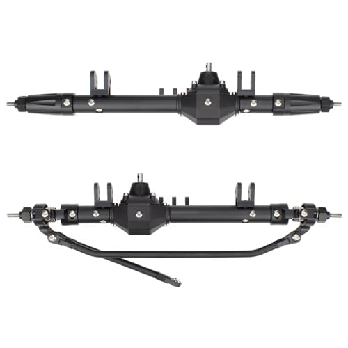 MGHGFYTAS RC Achse Set Kompatibel Mit Axial Für Wraith 90018 RR10 030 1/10 RC Crawler Für Rock Für Racer CNC Rautenförmiges Aluminium Komplette Vorder- Und Hinterachse(Black,Front and Rear) von MGHGFYTAS