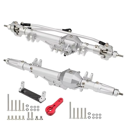 MGHGFYTAS RC Achse Set Kompatibel Mit Axial Für Wraith 90018 RR10 030 1/10 RC Crawler Für Rock Für Racer CNC Rautenförmiges Aluminium Komplette Vorder- Und Hinterachse(Silver,Front and Rear) von MGHGFYTAS