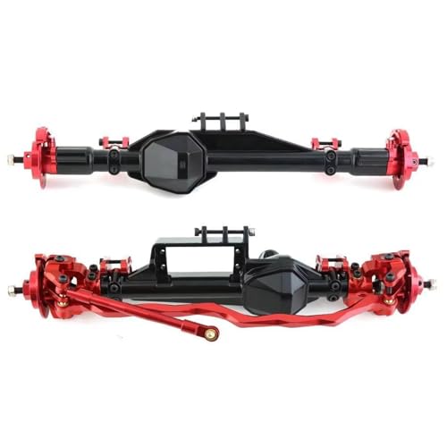 MGHGFYTAS RC Achse Set Kompatibel Mit Axial RBX10 Für Ryft 1/10 RC Crawler Auto Upgrade Teile Zubehör Metall Komplette Vorder- Und Hinterachse(Red,Front and Rear) von MGHGFYTAS