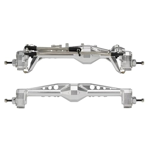 MGHGFYTAS RC Achse Set Kompatibel Mit Capra 1/10 RC Crawler Aluminium Offset Portal Achse Mit Konstantgeschwindigkeit Driveshift Einstellbare Obere Link Halterung(Silver,Front and Rear) von MGHGFYTAS