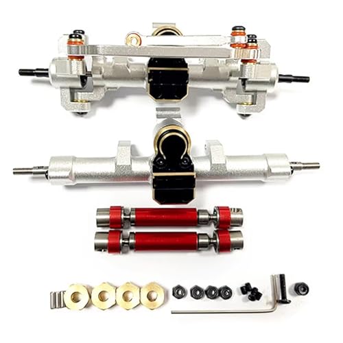 MGHGFYTAS RC Achse Set Kompatibel Mit ECX Für Barrage 1/24 RC-Autoteile, Upgrade-Teil, Aluminiumlegierung, Komplette RC-Vorder- Und Hinterachse(Red) von MGHGFYTAS
