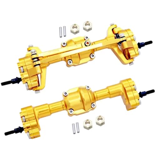 MGHGFYTAS RC Achse Set Kompatibel Mit FMS Für FCX18 Für FCX24 1/24 RC-Autoteil, 2-teiliges Aluminiumlegierung-Vorder-/Hinterachse-RC-Upgrade-Teile(Yellow) von MGHGFYTAS