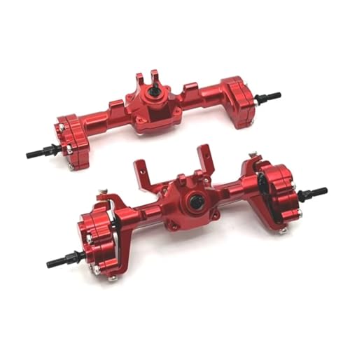 MGHGFYTAS RC Achse Set Kompatibel Mit FMS Für FCX24 1/24 RC-Auto-Upgrade-Teile Zubehör Metallportalachse Komplette Vorder- Und Hinterachse(Red,Front and Rear) von MGHGFYTAS