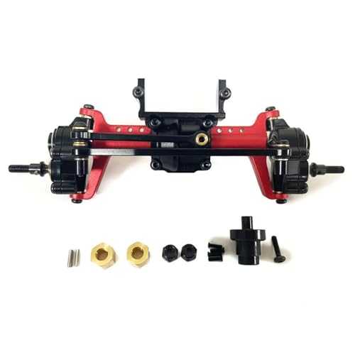 MGHGFYTAS RC Achse Set Kompatibel Mit FMS Für FCX24 1/24 RC-Autoteilzubehör, 1 Stück, Aluminiumlegierung, Bessere Stabilität, Vorderachse(Red) von MGHGFYTAS