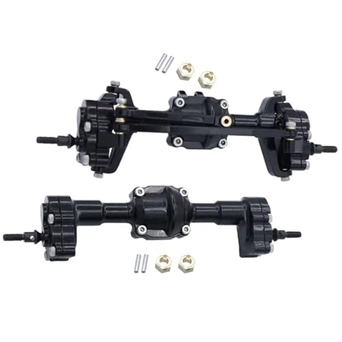MGHGFYTAS RC Achse Set Kompatibel Mit FMS Für Power Für Wagon Für FCX24 1/24 RC Crawler Upgrade-Teile CNC-Aluminium-Vorder-Hinter-Portalachse(Black,Front and Rear) von MGHGFYTAS