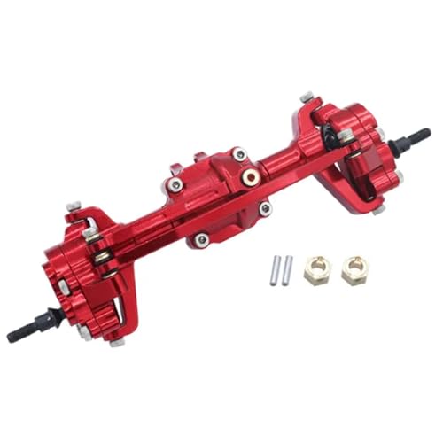 MGHGFYTAS RC Achse Set Kompatibel Mit FMS Für Power Für Wagon Für FCX24 1/24 RC Crawler Upgrade-Teile CNC-Aluminium-Vorder-Hinter-Portalachse(Red,Front) von MGHGFYTAS