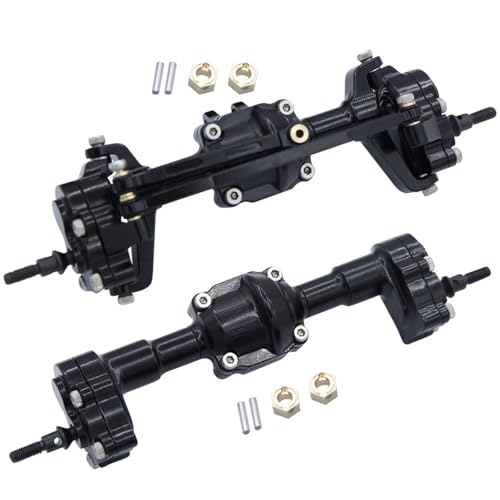 MGHGFYTAS RC Achse Set Kompatibel Mit FMS K5 Für FCX24 Für Power Für Wagon 1/24 RC Crawler Car Upgrade-Teile Aluminiumlegierung Komplette Vorder- Und Hinterachse(Black,Front and Rear) von MGHGFYTAS