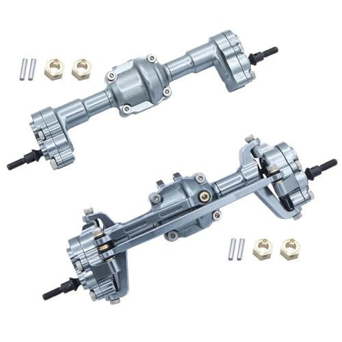 MGHGFYTAS RC Achse Set Kompatibel Mit FMS K5 Für FCX24 Für Power Für Wagon 1/24 RC Crawler Car Upgrade-Teile Aluminiumlegierung Komplette Vorder- Und Hinterachse(Gray,Front and Rear) von MGHGFYTAS