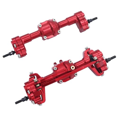 MGHGFYTAS RC Achse Set Kompatibel Mit FMS K5 Für FCX24 Für Power Für Wagon 1/24 RC Crawler Car Upgrade-Teile Aluminiumlegierung Komplette Vorder- Und Hinterachse(Red,Front and Rear) von MGHGFYTAS