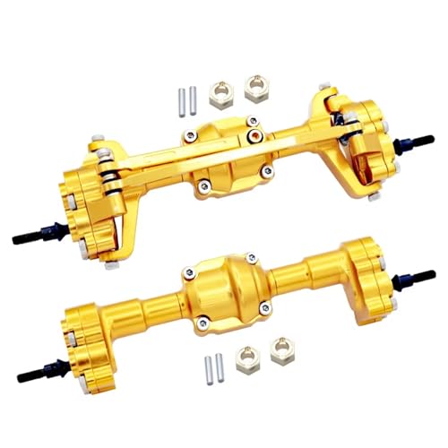 MGHGFYTAS RC Achse Set Kompatibel Mit FMS K5 Für FCX24 Für Power Für Wagon 1/24 RC Crawler Car Upgrade-Teile Aluminiumlegierung Komplette Vorder- Und Hinterachse(Yellow,Front and Rear) von MGHGFYTAS