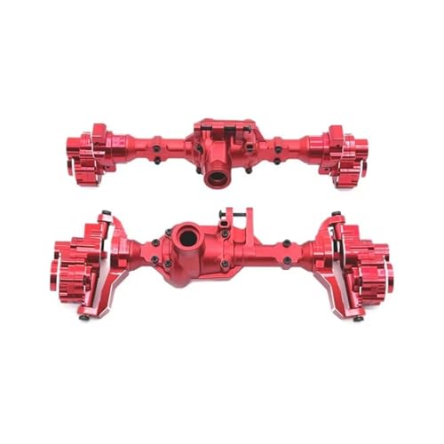 MGHGFYTAS RC Achse Set Kompatibel Mit HuangBo R1001 R1002 R1003 1/10 RC-Autoteilen, Metall-Upgrade, Vorder- Und Hinterachsgehäuse, Zubehör(Red,Front and Rear) von MGHGFYTAS