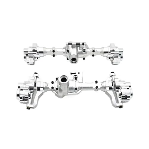 MGHGFYTAS RC Achse Set Kompatibel Mit HuangBo R1001 R1002 R1003 1/10 RC-Autoteilen, Metall-Upgrade, Vorder- Und Hinterachsgehäuse, Zubehör(Silver,Front and Rear) von MGHGFYTAS