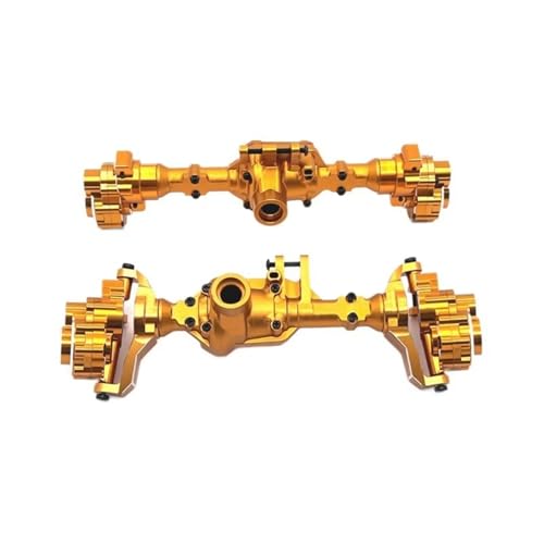 MGHGFYTAS RC Achse Set Kompatibel Mit HuangBo R1001 R1002 R1003 1/10 RC-Autoteilen, Metall-Upgrade, Vorder- Und Hinterachsgehäuse, Zubehör(Yellow,Front and Rear) von MGHGFYTAS