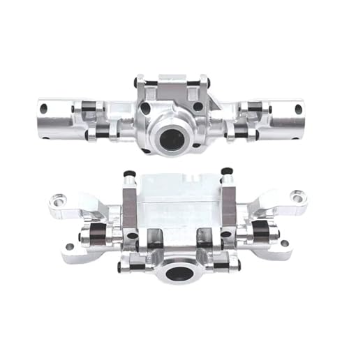 MGHGFYTAS RC Achse Set Kompatibel Mit HuangBo ZP1001 ZP1002 ZP1003 ZP1004 1/10 RC-Autoteilen, Metall-Upgrade, CNC-Prozess, Vorder- Und Hinterachsgehäuse(Silver) von MGHGFYTAS