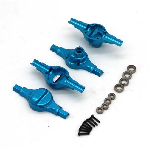 MGHGFYTAS RC Achse Set Kompatibel Mit Jimny Für Smart Für Suzuki 1/16 RC-Auto, Metall-Upgrade-Zubehör, Vorder- Und Hinterachsgehäuse Mit Lager(Blue) von MGHGFYTAS