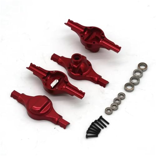 MGHGFYTAS RC Achse Set Kompatibel Mit Jimny Für Smart Für Suzuki 1/16 RC-Auto, Metall-Upgrade-Zubehör, Vorder- Und Hinterachsgehäuse Mit Lager(Red) von MGHGFYTAS