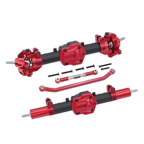 MGHGFYTAS RC Achse Set Kompatibel Mit MN128 G500 MN86KS MN86S 1/12 RC Crawler Auto Upgrade Vorderachse Hinterachsdifferential Mit Differentialgetriebe(Black red,Front and Rear) von MGHGFYTAS
