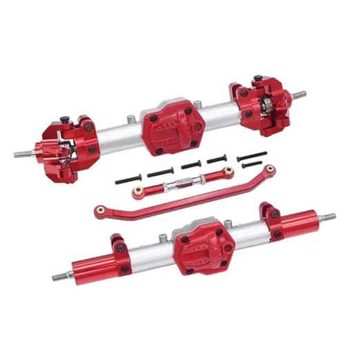 MGHGFYTAS RC Achse Set Kompatibel Mit MN128 G500 MN86KS MN86S 1/12 RC Crawler Auto Upgrade Vorderachse Hinterachsdifferential Mit Differentialgetriebe(Red,Front and Rear) von MGHGFYTAS