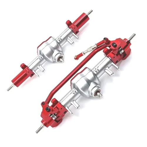 MGHGFYTAS RC Achse Set Kompatibel Mit MN128 MN86 G500 1/12 Fernbedienung Auto Ersatzteile Metall Upgrade Vorder- Und Hinterachse Differential Montage(Silver red) von MGHGFYTAS