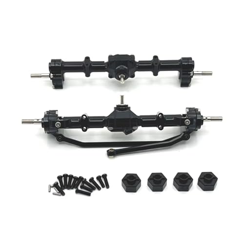 MGHGFYTAS RC Achse Set Kompatibel Mit MN168 1/12 RC-Auto-Upgrade-Teilezubehör, Metall-Portalachse Vorne Und Hinten, 12-mm-Rad-Sechskantadapter(Black) von MGHGFYTAS