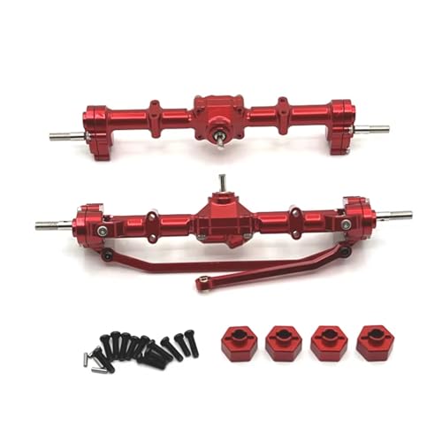 MGHGFYTAS RC Achse Set Kompatibel Mit MN168 1/12 RC-Auto-Upgrade-Teilezubehör, Metall-Portalachse Vorne Und Hinten, 12-mm-Rad-Sechskantadapter(Red) von MGHGFYTAS