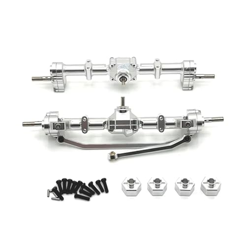 MGHGFYTAS RC Achse Set Kompatibel Mit MN168 1/12 RC-Auto-Upgrade-Teilezubehör, Metall-Portalachse Vorne Und Hinten, 12-mm-Rad-Sechskantadapter(Silver) von MGHGFYTAS