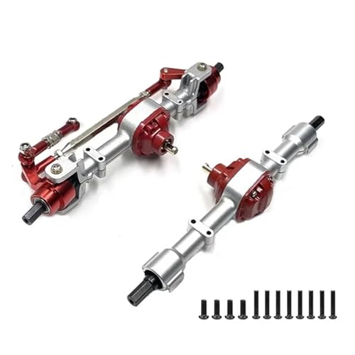 MGHGFYTAS RC Achse Set Kompatibel Mit MN78 Für MN82 1/12 RC-Auto-Upgrade-Teile, Vorder- Und Hinterachse Aus Metall Mit 3 Mm Bis 4 Mm Wellenhülsenzubehör(Red) von MGHGFYTAS