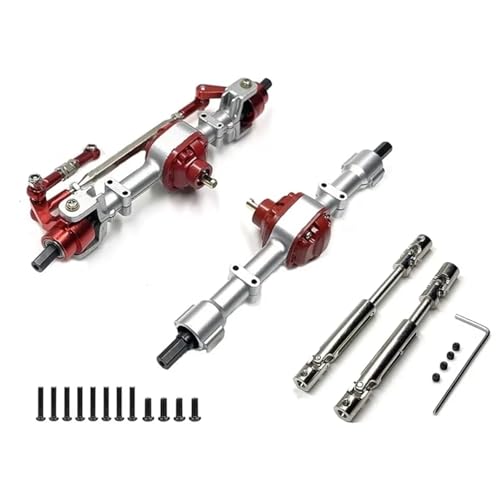 MGHGFYTAS RC Achse Set Kompatibel Mit MN78 Für MN82 1/12 RC-Auto-Upgrade-Teile, Vorder- Und Hinterachse Aus Metall Mit 3 Mm Bis 4 Mm Wellenhülsenzubehör(Red and CVD) von MGHGFYTAS