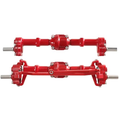 MGHGFYTAS RC Achse Set Kompatibel Mit MN82 LC79 Für MN78 98 99SV2 1/12 Fernbedienungsauto-Upgrade-Zubehör Und -Teile, Metall-Türbrücken Vorne Und Hinten(Red,Front and Rear) von MGHGFYTAS