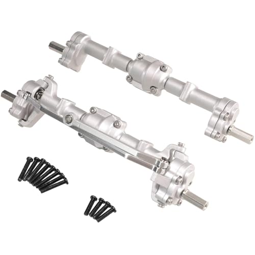 MGHGFYTAS RC Achse Set Kompatibel Mit MN82 LC79 Für MN78 98 99SV2 1/12 Fernbedienungsauto-Upgrade-Zubehör Und -Teile, Metall-Türbrücken Vorne Und Hinten(Silver,Front and Rear) von MGHGFYTAS