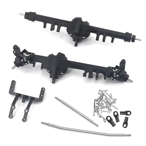 MGHGFYTAS RC Achse Set Kompatibel Mit SCX10 II 90046 90047 1/10 RC-Auto, Stahl- Und Aluminiumlegierung, Vorder- Und Hinterachse, RC-Türachsenteile Komplett(Black) von MGHGFYTAS