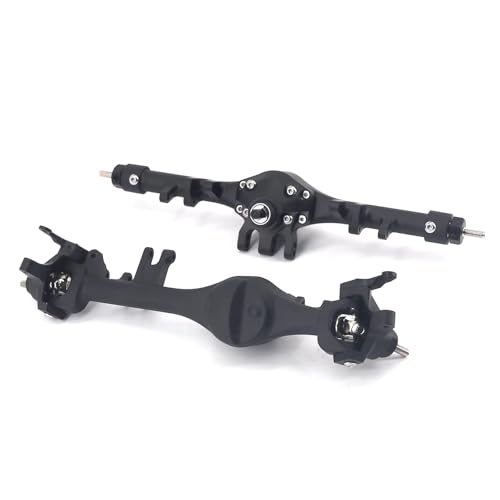 MGHGFYTAS RC Achse Set Kompatibel Mit SCX10 II 90046 90047 1/10 RC-Auto-Upgrade-Teile Stahl- Und Aluminiumlegierung Vorder- Und Hintertürachse Komplett(Black) von MGHGFYTAS