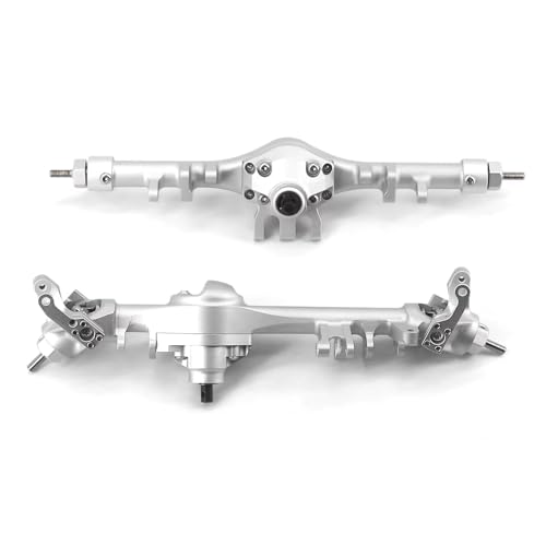 MGHGFYTAS RC Achse Set Kompatibel Mit SCX10 II 90046 90047 1/10 RC-Auto-Upgrade-Teile Stahl- Und Aluminiumlegierung Vorder- Und Hintertürachse Komplett(Silver) von MGHGFYTAS