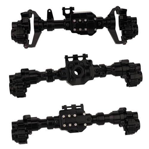 MGHGFYTAS RC Achse Set Kompatibel Mit TRX-4 Für Defender Für Bronco G500 1/10 RC Crawler Upgrade-Teile Aluminium-Portal Vorne Mitte Hinterachse Gehäuse(Black,Front Middle Rear) von MGHGFYTAS