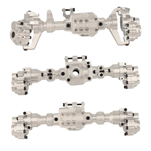 MGHGFYTAS RC Achse Set Kompatibel Mit TRX-4 Für Defender Für Bronco G500 1/10 RC Crawler Upgrade-Teile Aluminium-Portal Vorne Mitte Hinterachse Gehäuse(Silver,Front Middle Rear) von MGHGFYTAS