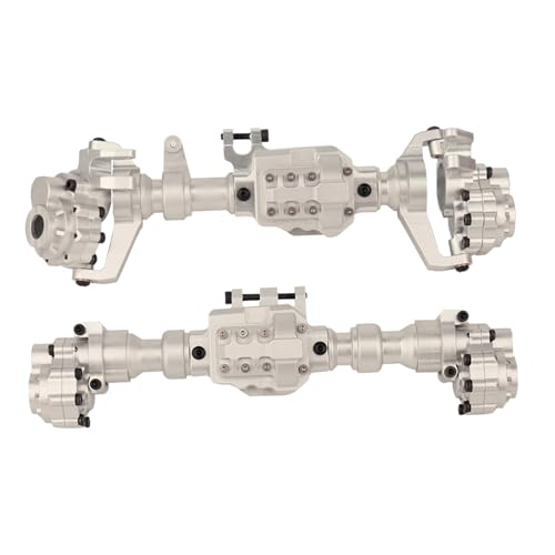 MGHGFYTAS RC Achse Set Kompatibel Mit TRX-4 Für Defender Für Bronco G500 1/10 RC Crawler Upgrade-Teile Aluminium-Portal Vorne Mitte Hinterachse Gehäuse(Silver,Front and Rear) von MGHGFYTAS